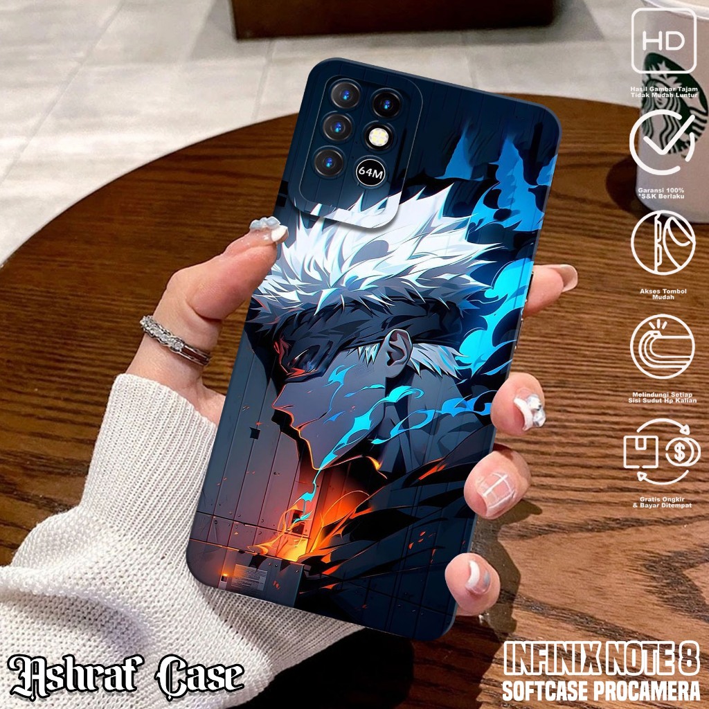 Case Infinix Note 8 - Casing Hp Infinix Note 8 Motif Gojo Satoru - Silikon Hp Infinix Note 8 - Softc