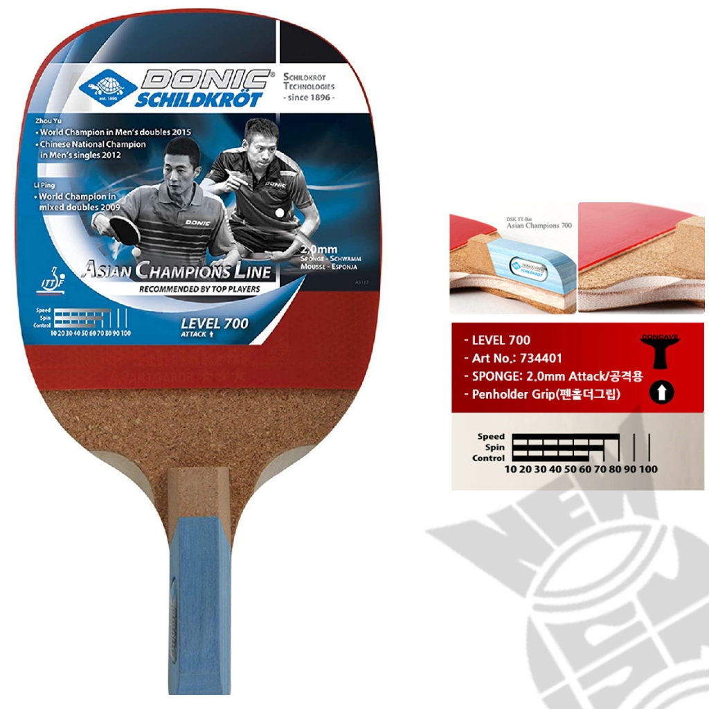 Schildkrot Asian Champion Line Level 700 Attack Pen Holder Bat Bet Pingpong Tenis Meja