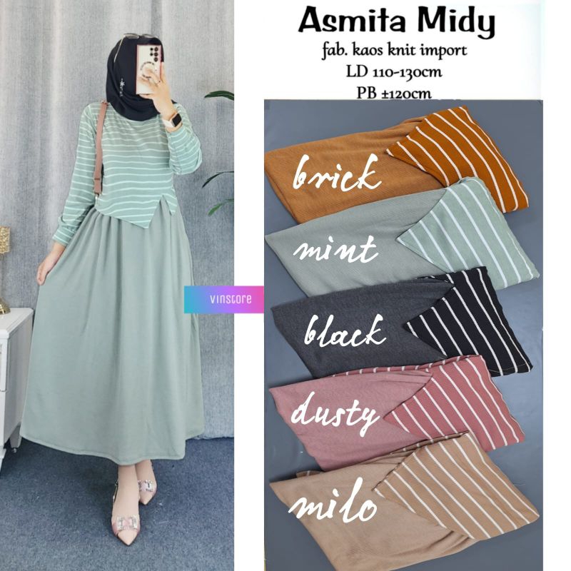 Gamis Jumbo Asmita Midy Dress Kondangan Terbaru Gaun Pesta Kekinian Ori Solo Fashion Muslim Baju Wan
