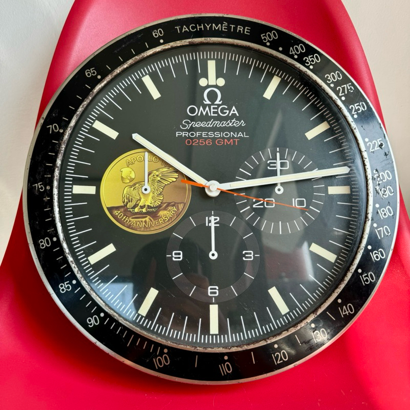 Wall Clock Omega Speedmaster 0256 GMT Professional Second Jam Dinding Antik Rare Original Normal