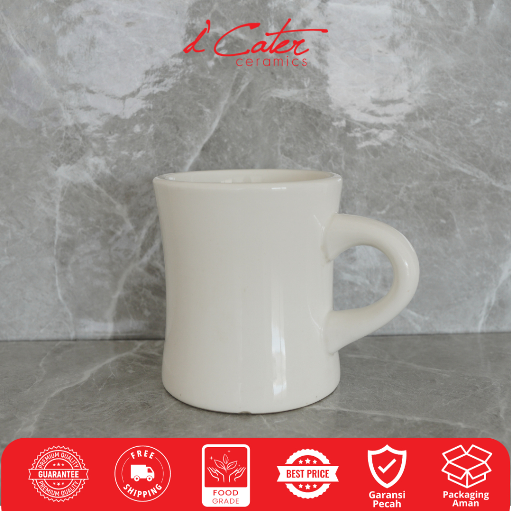 Gelas Mug Keramik K256 Cup Ceramic Cangkir Teh Kopi Keramik Putih Kualitas Premium Gelas Restoran Ho
