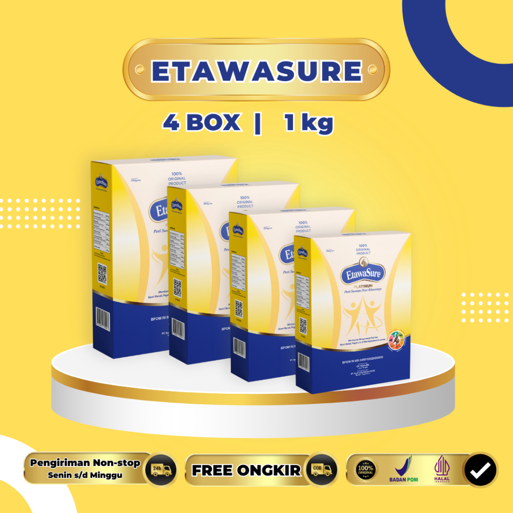 

Etawalin 100% Asli BPOM Halal - Susu Etawa Herbal Paket 4 Box - Susu Nyeri Sendi Pegal Linu & Tulang
