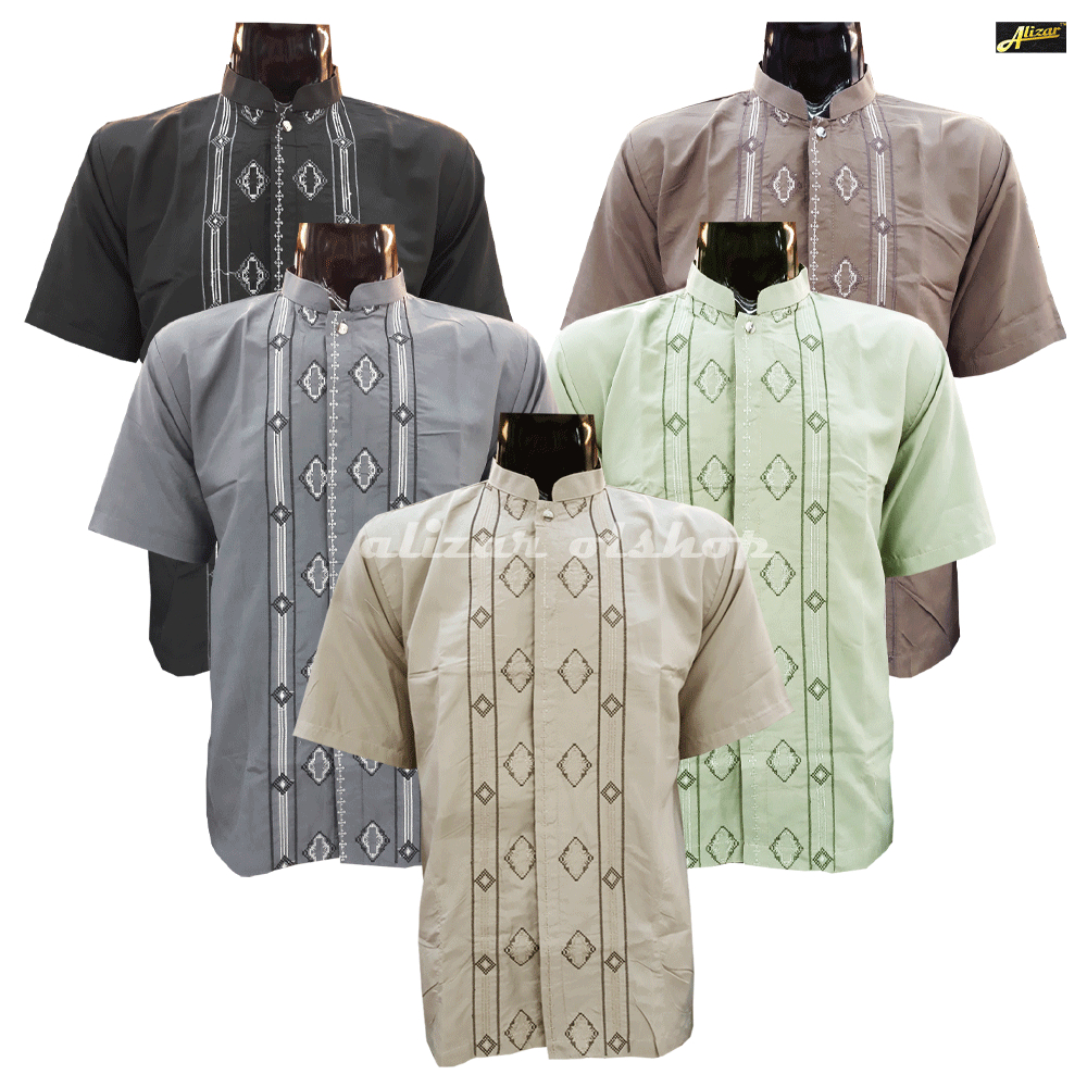 Baju Koko Pria Dewasa Lengan Pendek, Baju Koko Muslim Dewasa Lengan Pendek, Koko Bordir Lengan Pende