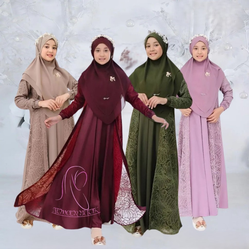 Fateena Dress Baju Gamis Pesta Anak Remaja Tanggung Terbaru 2024 Gamis brukat Anak Perempuan ootd