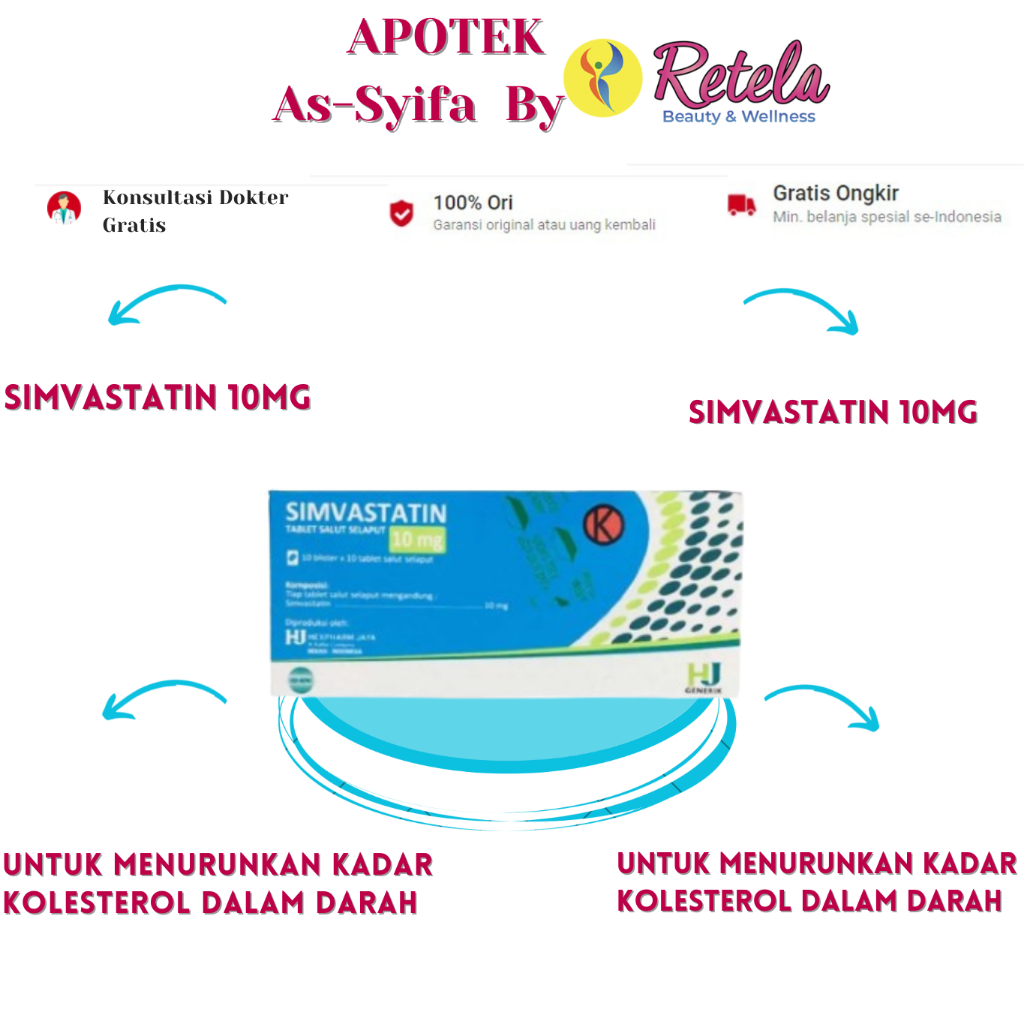 SIMVASTATIN 10MG STRIP 1 Box 100 TABLET/Kolesterol