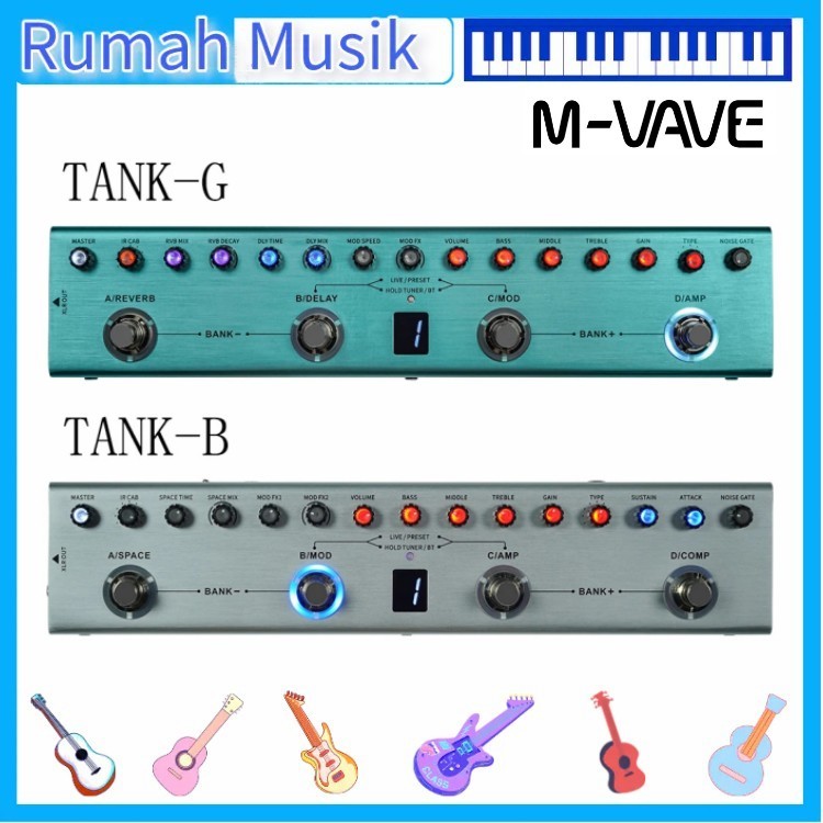 M-VAVE TANK-G TANK-B Efek Gitar Multi Effects 3 Band Equalizer XLR Output Seimbang 3 Delay 3 Reverb 