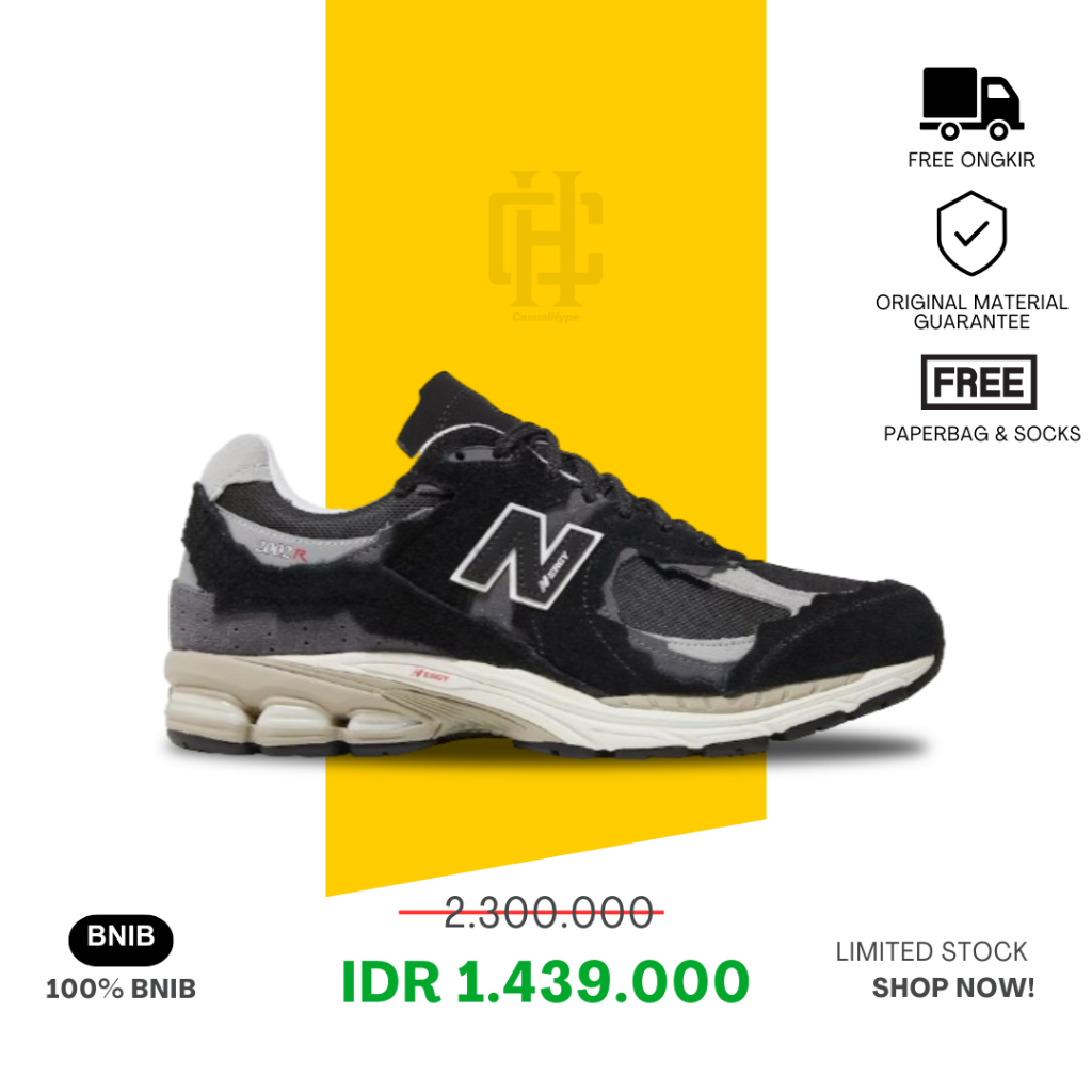 Sepatu NB 2002r Protection Pack Black Grey 100% BNIB Authentic