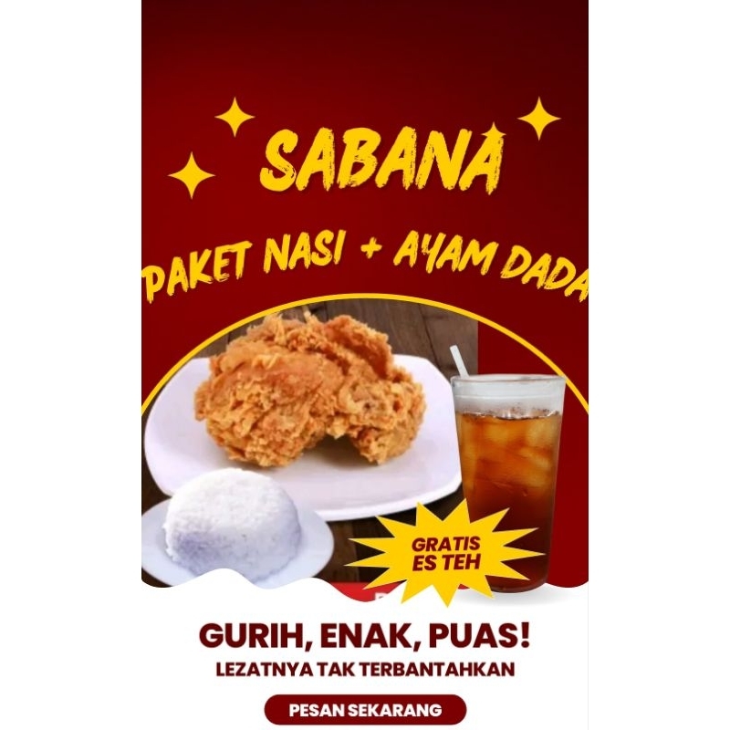 

SABANA FRIED CHICKEN/paket nasi dada + es teh solo