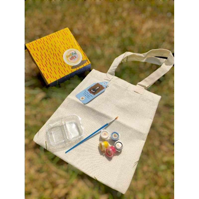

totebag lukis / painting kit / souvenir ulang tahun / melukis Tote bag / paket lukis totebag / totebag DIY