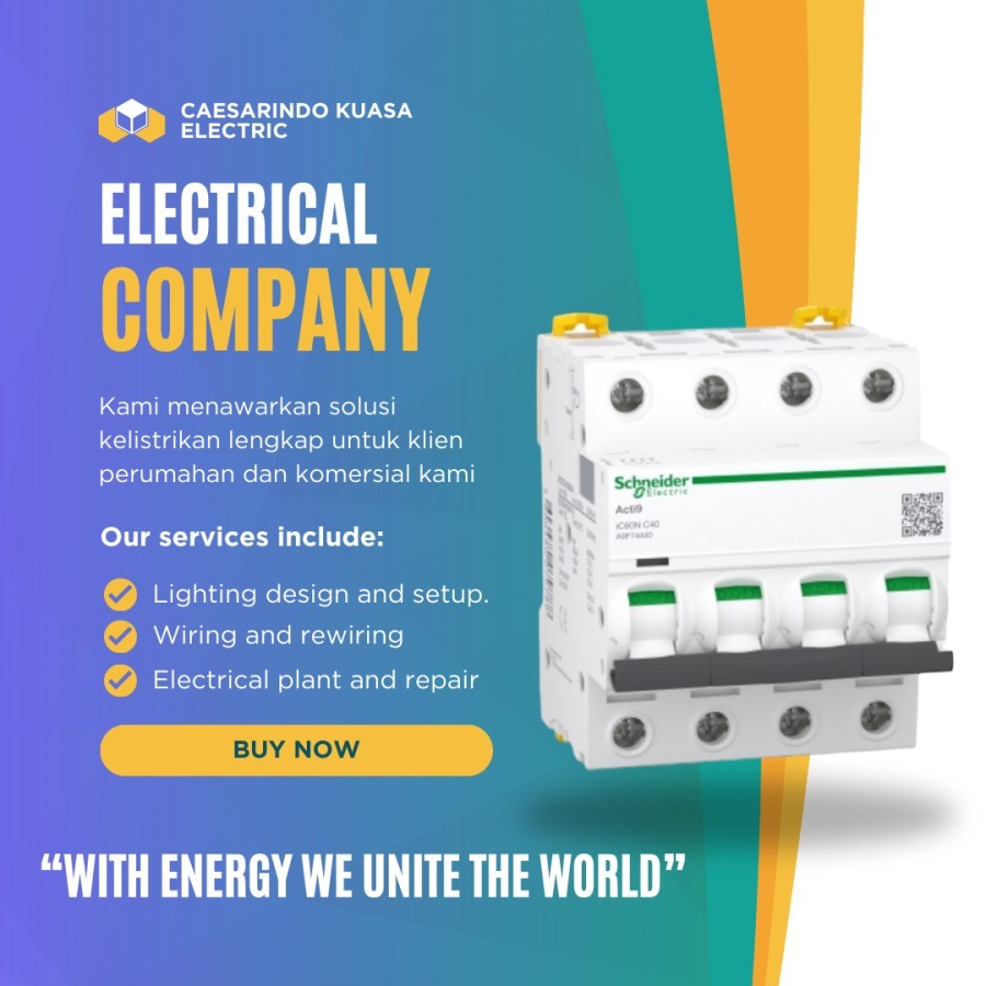 MCB 50A SCHNEIDER IC60N A9KF74450 4P 50AMPER 4PAS 50AMPERE 4PHASE 4POLE SNEIDER ELECTRIC LISTRIK ASL