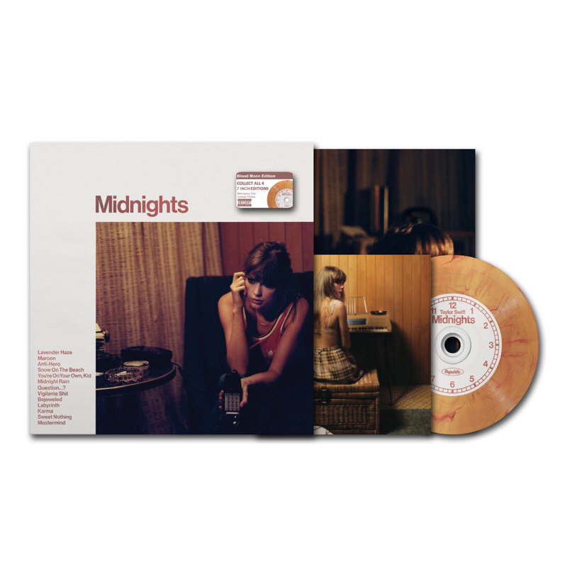 CD 7INCH TAYLOR SWIFT - MIDNIGHTS BLOOD MOON EDITION ALBUM CD . TAYLOR SWIFT VINYL