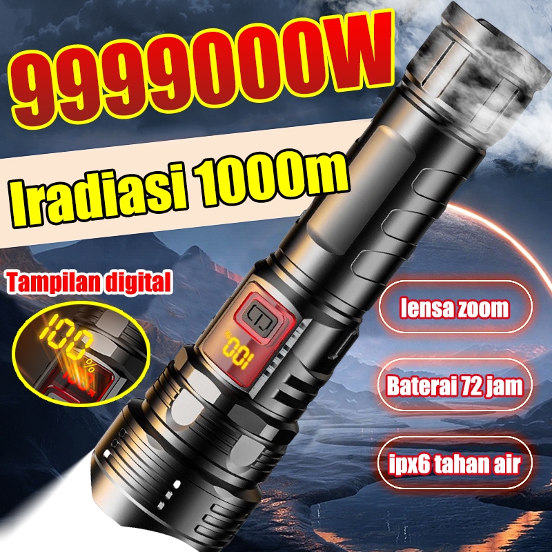 Penyinaran jarak jauh 1000m dapat bertahan selama 72 jam Senter super terang Senter mini Senter mini