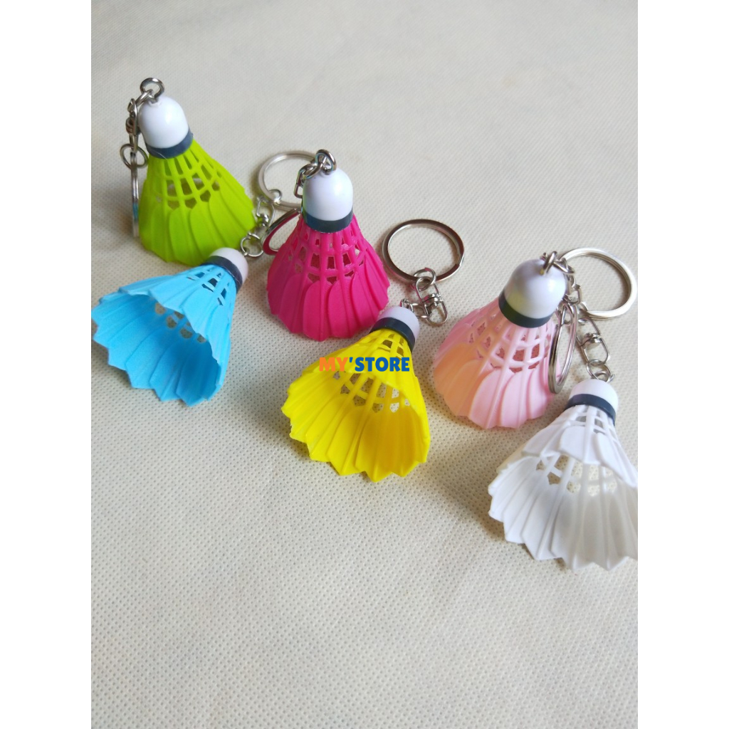 Gantungan Kunci Shuttlecock Plastik Merchandise Badminton Shuttlecock Lucu Warna Warni Keychain