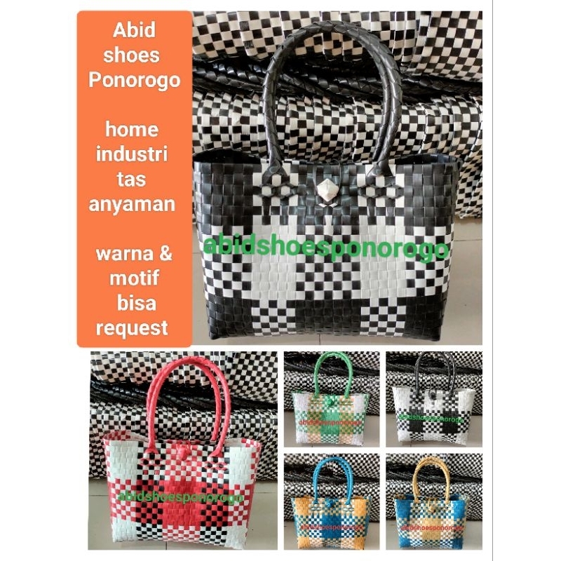 Tas anyaman plastik grosir murah terbaru | tas monochrome warna warni