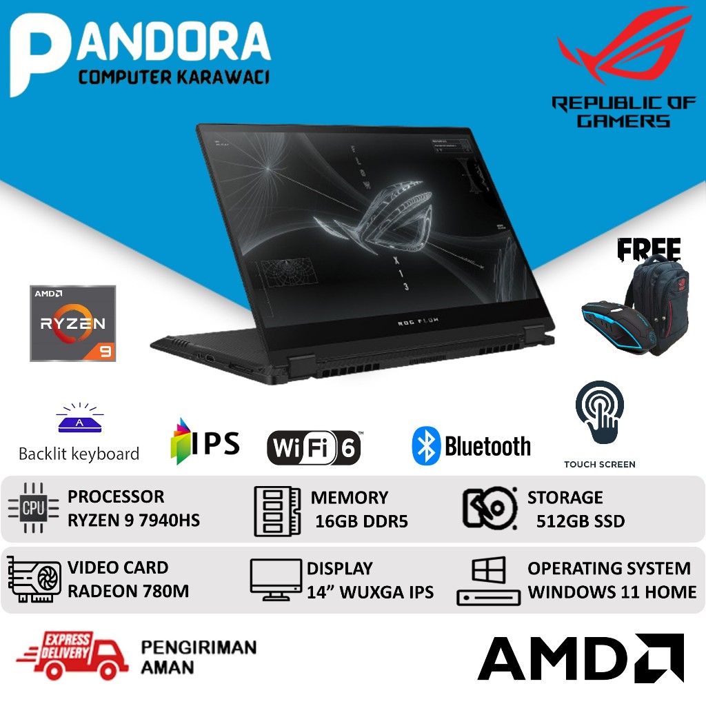 ASUS ROG FLOW X13 GV302XA TOUCH RYZEN 9 7940HS RX780M 16GB 1TB SSD W11