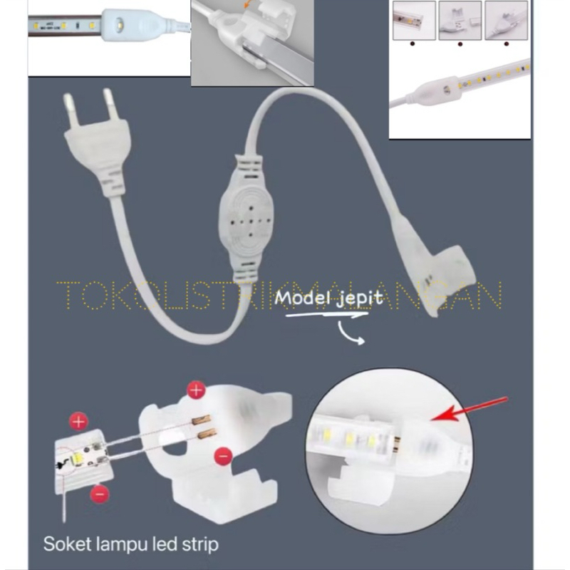 SOKET ADAPTOR LAMPU LED STRIP MODEL JEPIT/ADAPTOR LAMPU LED STRIP