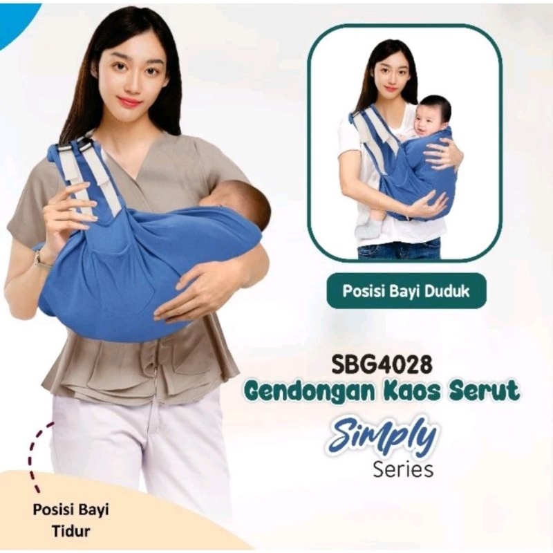 Snobby Baby SBG4028 Simply Series Gendongan Kaos Newborn Serut All Size Double Gesper