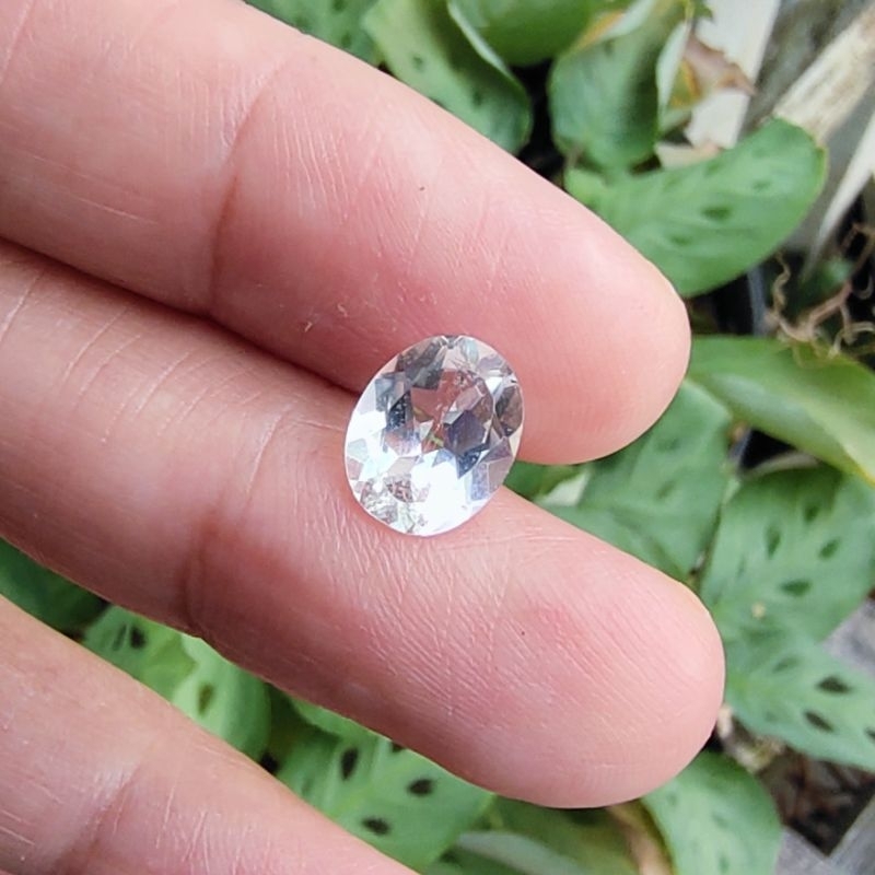 Natural Batu White Topaz - batu alam topaz putih oval cut