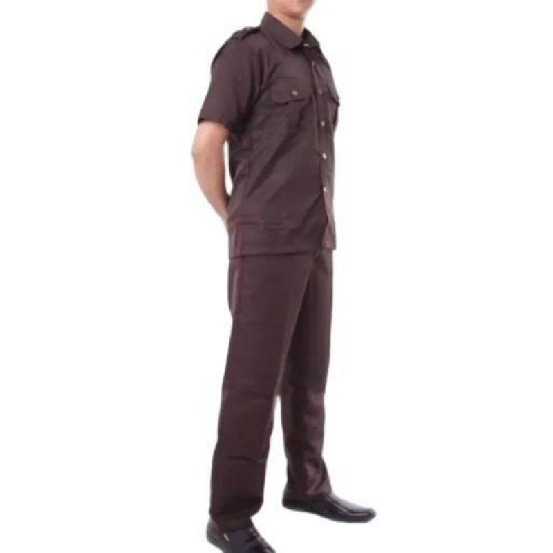 Seragam Safari Coklat Tua Satpam Dinas Seragam Kerja