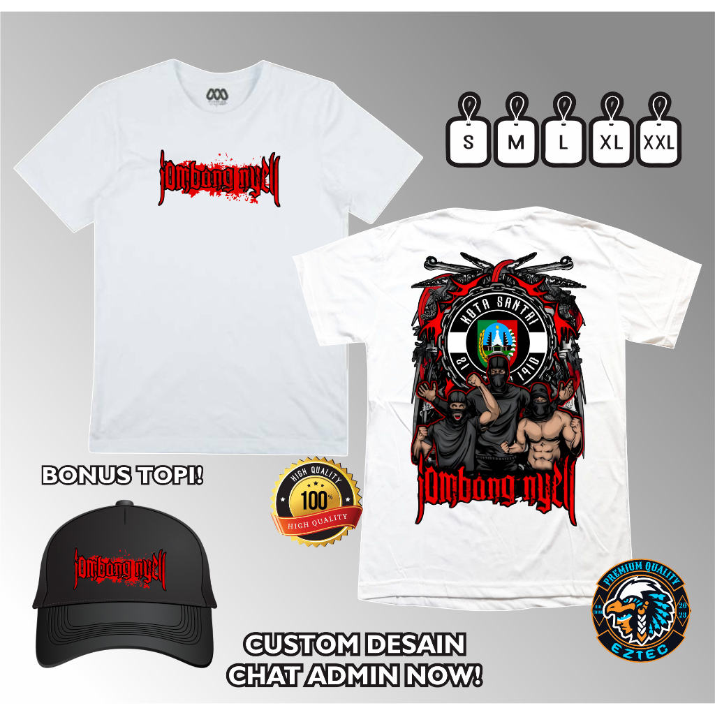 KAOS JOMBANG NYELL KOTA SANTAI BONUS TOPI VARCITY APPAREL