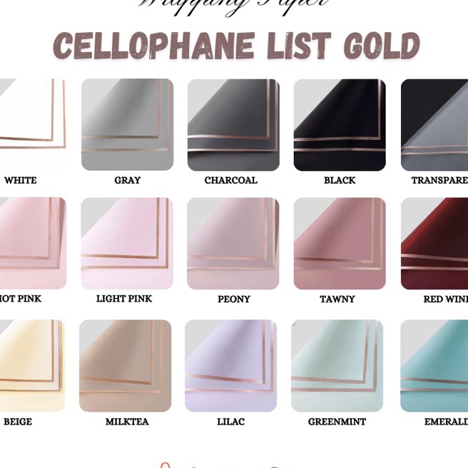 

KP8 2 Lembar Cellophane List Gold Flower Wrapping Paper Kertas Buket Bunga Pinggiran Gold