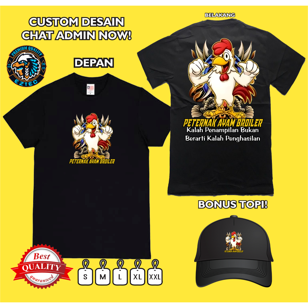 KAOS PETERNAK AYAM BROILER PETERNAK MUDA BONUS TOPI VARCITY APPAREL