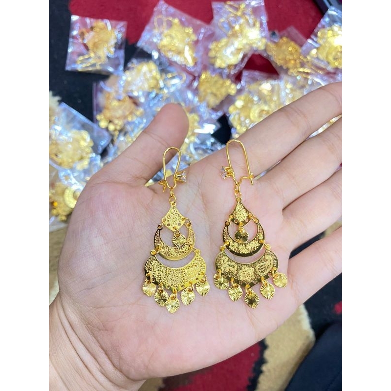 anting fashion gold mirip emas asli 24k bahan lapis emas 24k