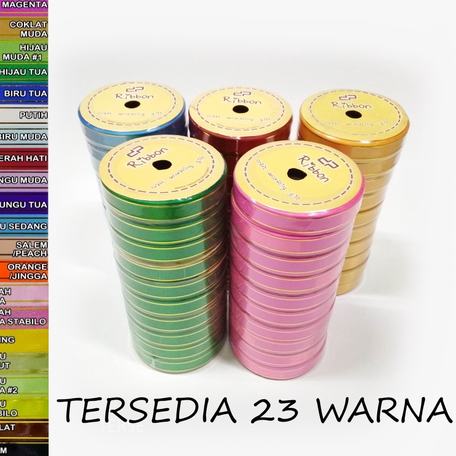 

berkualitas 1 Roll Pita Kado Lis Emas 2cm Jepang 34 Plastik 1 Slop RIBBON Gold strip lace SLOP