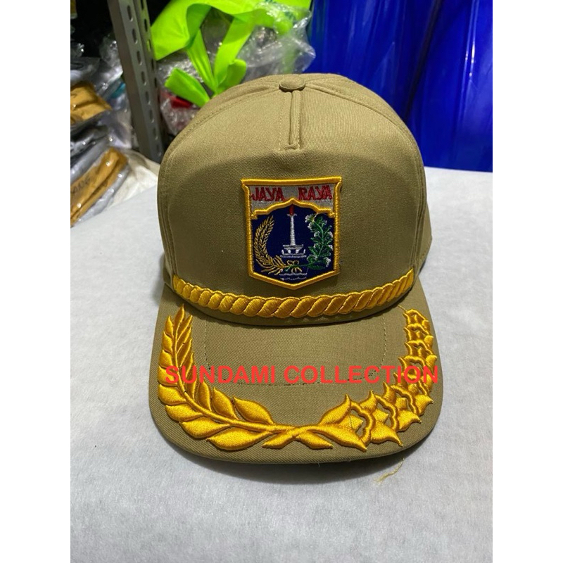 TOPI PEMDA DKI LOGO LIS PADI KAPAS