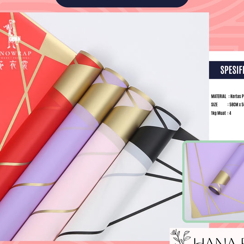

Terkini 2 Lembar Kertas buket Cellophane Gold Line Kertas Buket Korea Bunga Flower Wrapping Paper Kado PHX42