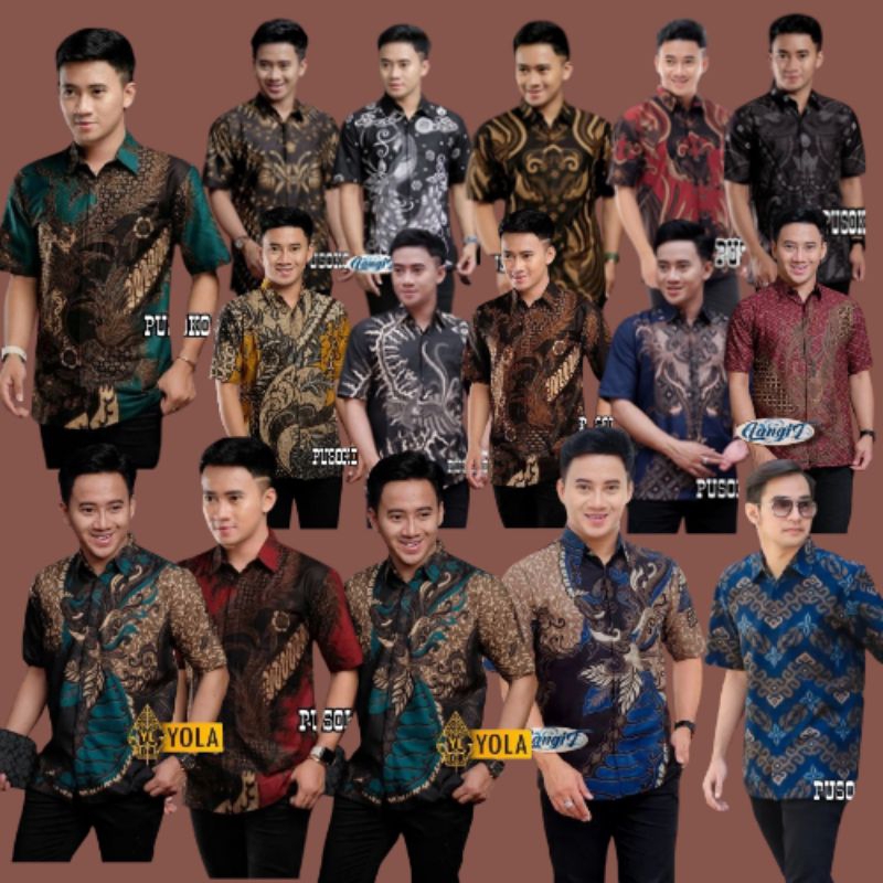 Hem pria batik lengan pendek terbaru pakaian kerja