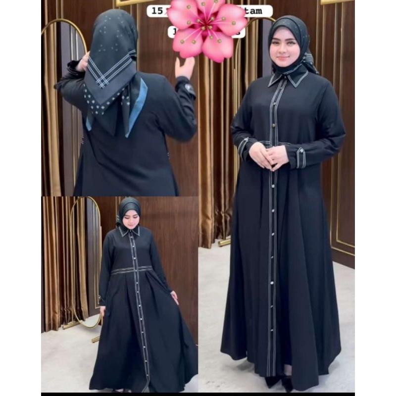 SETABAYA HITAM POLOS KANCING SHELLASAUKIA ORIGINAL