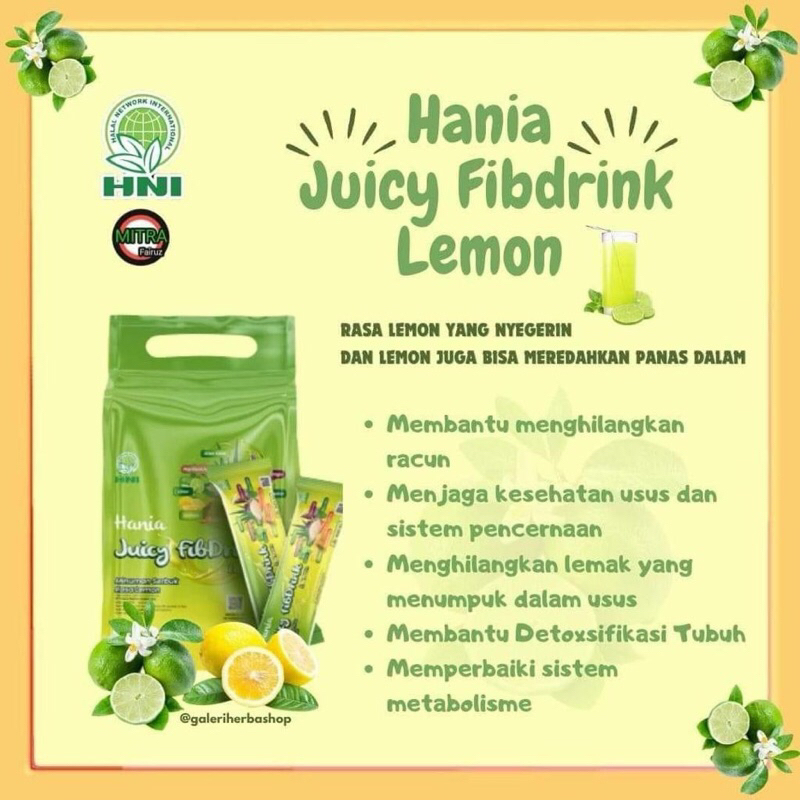 

HANIA JUICY FIBDRINK LEMON HNI HPAI - JUICY LEMON