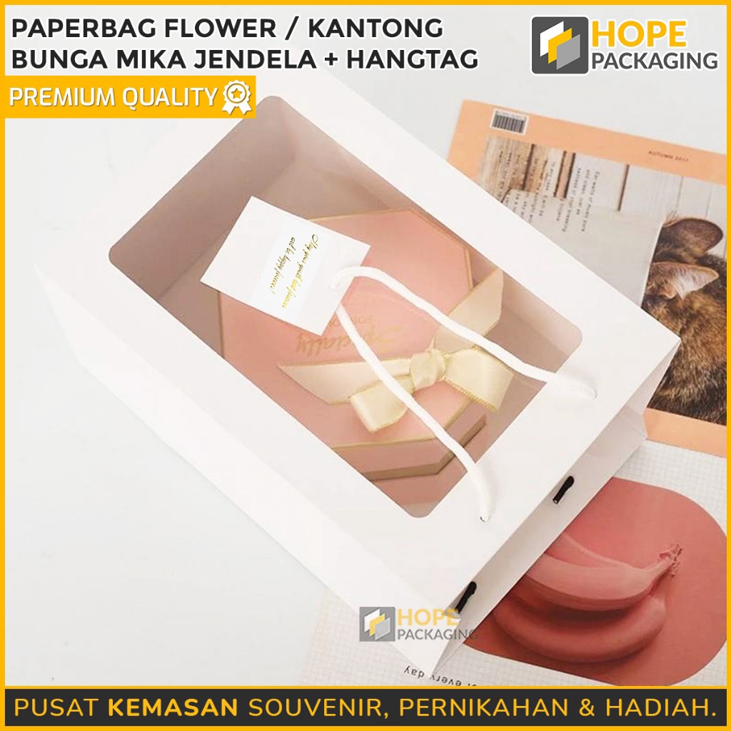 

LANGSUNG ORDER GAN Paper Bag Flower Bucket Mini Hangtag Size 2x3x15 cm Paper Bag Transparan Kantong Bunga MIka Jendela HandBag Flower Wrapping Paper Bag Ulang Tahun Pesta Flower Bag Tas hampers