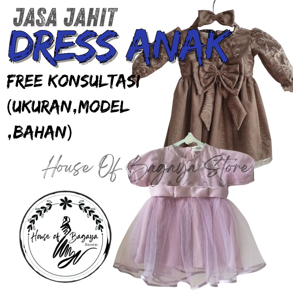 (DRESS ANAK 0-10th) Jasa Jahit & Payet Online/Offline