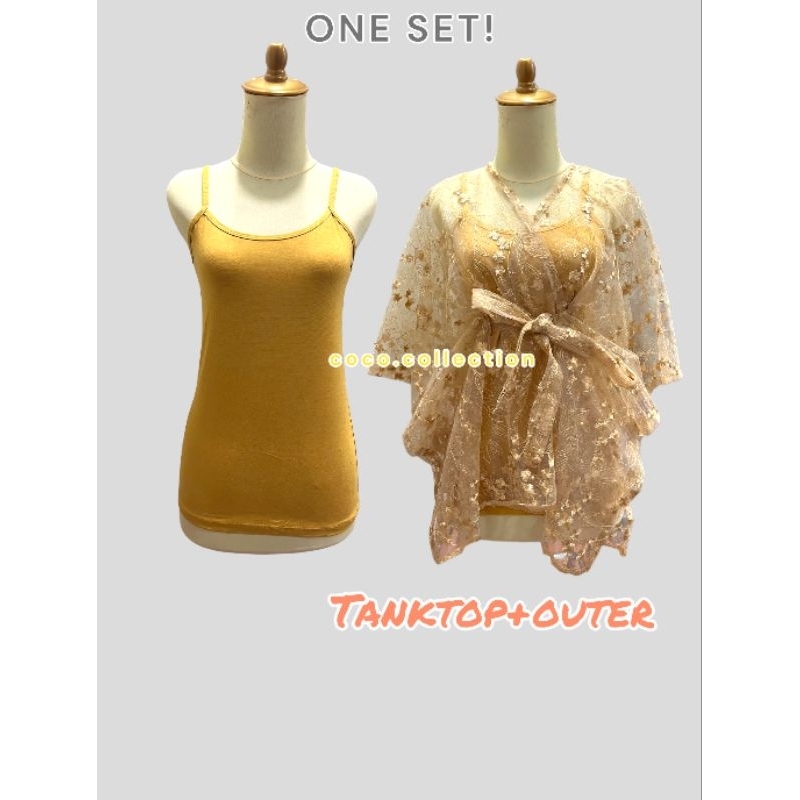 one set tanktop dan outer kebaya/outfit tradisional modern