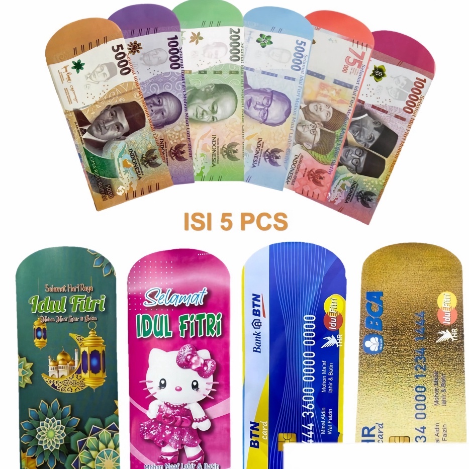 

PROMO TERMURAH APEN 5pcs Amplop Lebaran THR Idul Fitri Karakter Motif Kartun Ukuran Besar