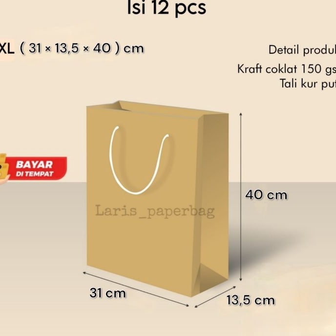 

FG2 Paper Bag Coklat Polos Extra Jumbo XXLLusin Ukuran 311354 cm