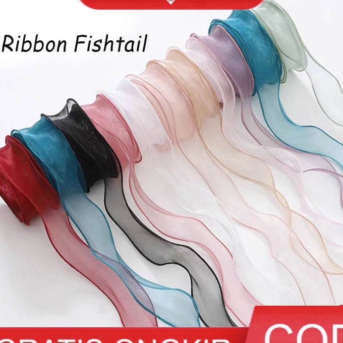 

Pilihan 1ROLL Pita Ribbon Fishtail 4cm Pita Gelombang Pita Kado PS16