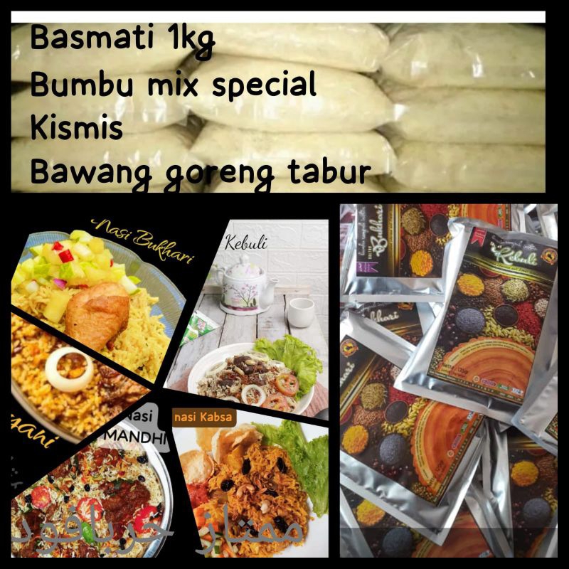 

Termurah Bundle 1.2 kg (13 porsi) Nasi rempah Sultan. Beras, Bumbu lengkap siap pakai,kismis dan Bawang goreng tabur