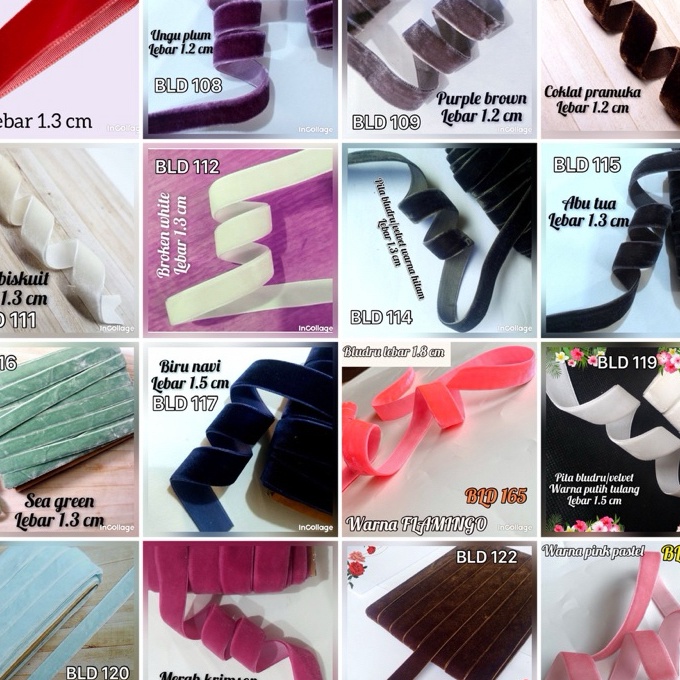 

KI3 per pcs 15 meterpita bludruvelvet lebar 12 cm18 cm
