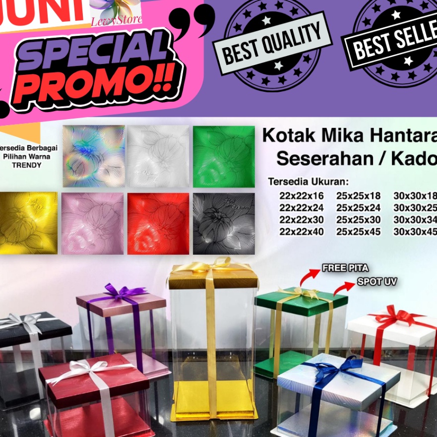 

Wow Cake Box Mika Dus Kue Kotak Kue Transparant 26x26 cm bisa untuk 25 cm