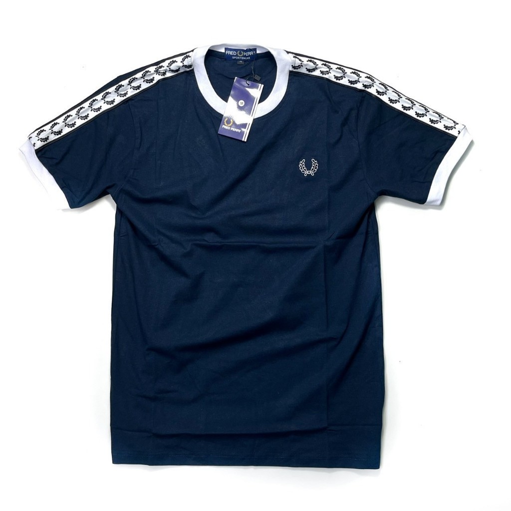 KAOS TSHIRT FRED PERRY RINGER TAPED NAVY