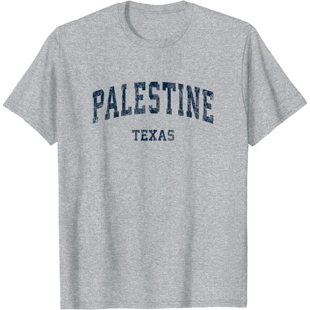 BAJU KAOS Palestine Texas TX Vintage Varsity Sports Navy Design T-Shirt