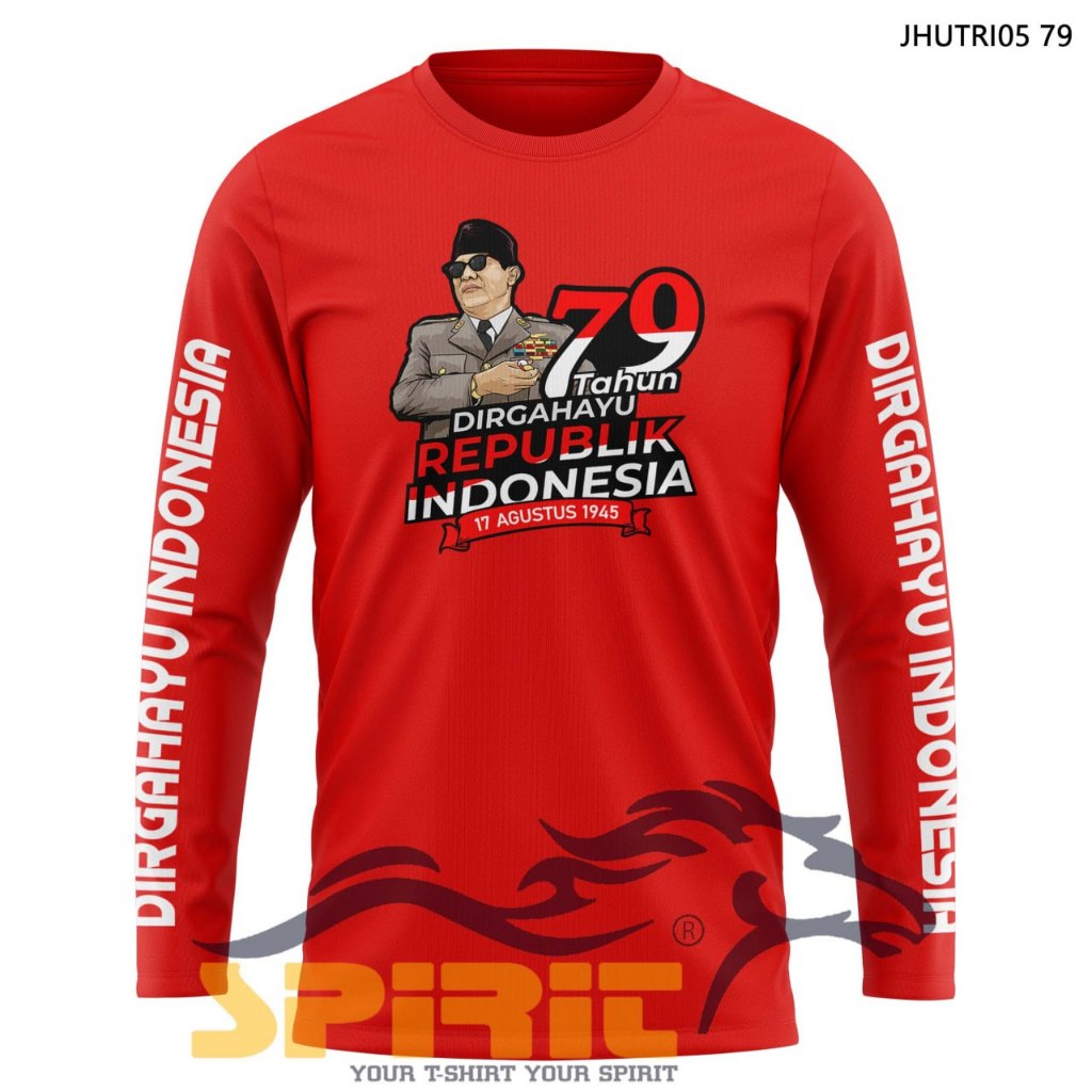 KAOS 17 AGUSTUS 2024 BAJU KAOS HUT RI KE 79 KAOS KEMERDEKAAN GAMBAR SOEKARNO LENGAN PANJANG