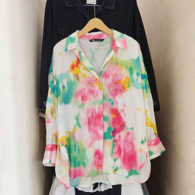 Zara tie dye shirt rainbow preloved