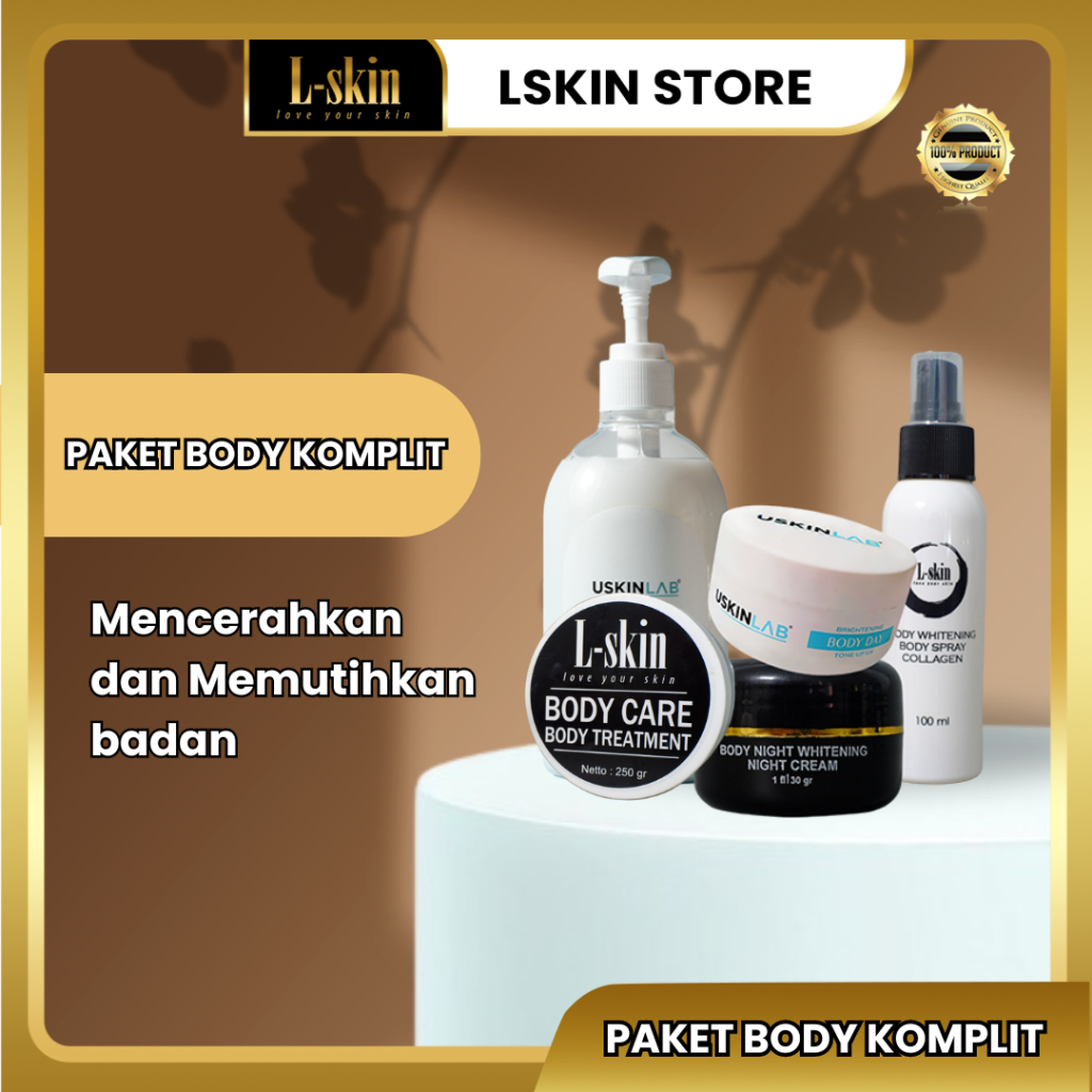 L-SKIN -  Bundling Paket Badan Dan Body Care Treatment -  Pemutih Badan Super Lembab Mencerahkan Pen