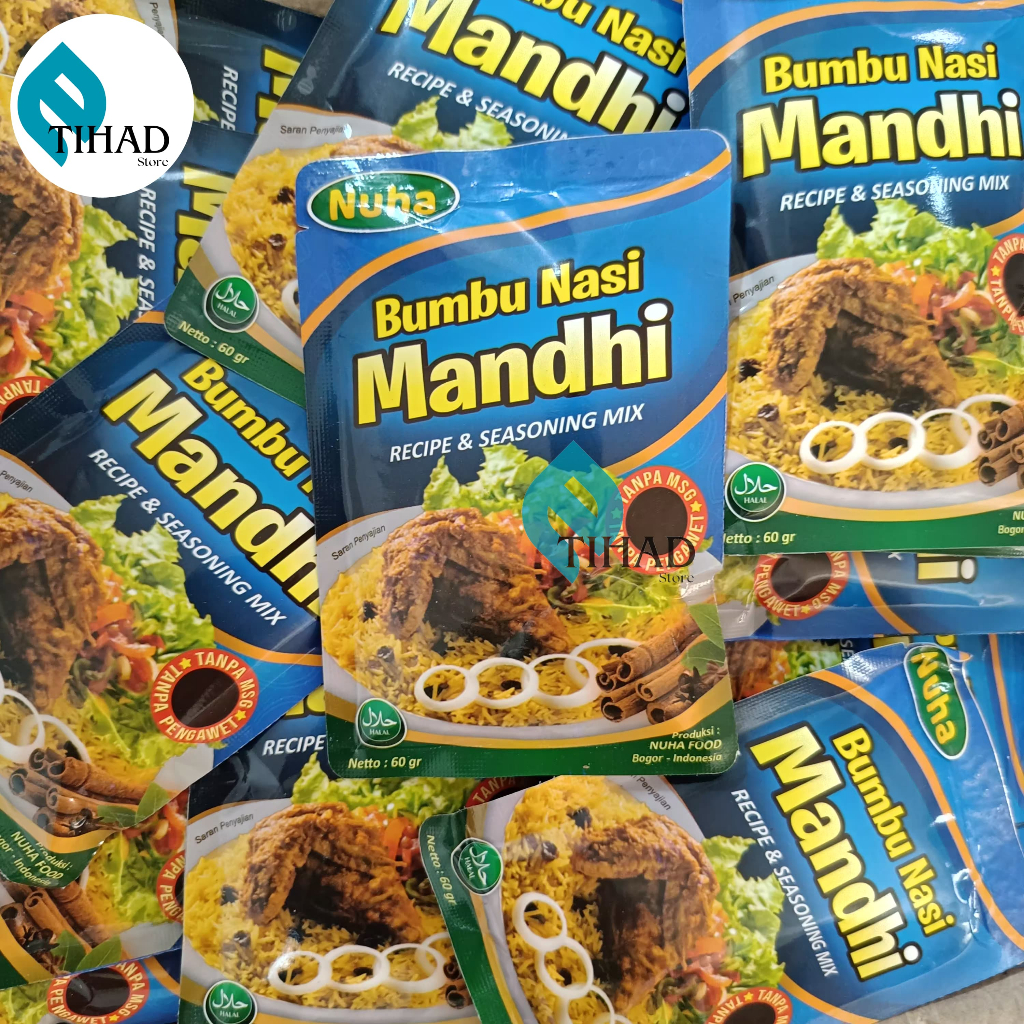 

Bumbu Nasi MANDHI Instant Bumbu Nasi Mandhi Sachet ORIGINAL 100% NON MSG & PENGAWET 60gr - NUHA FOOD