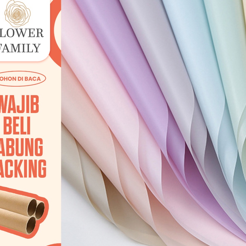 

Super Flower Family 2 Lembar Kertas Buket Bunga polos Korea CELLOPHANE Waterproof Flower Wrapping Paper Kado Wisuda Anniversary