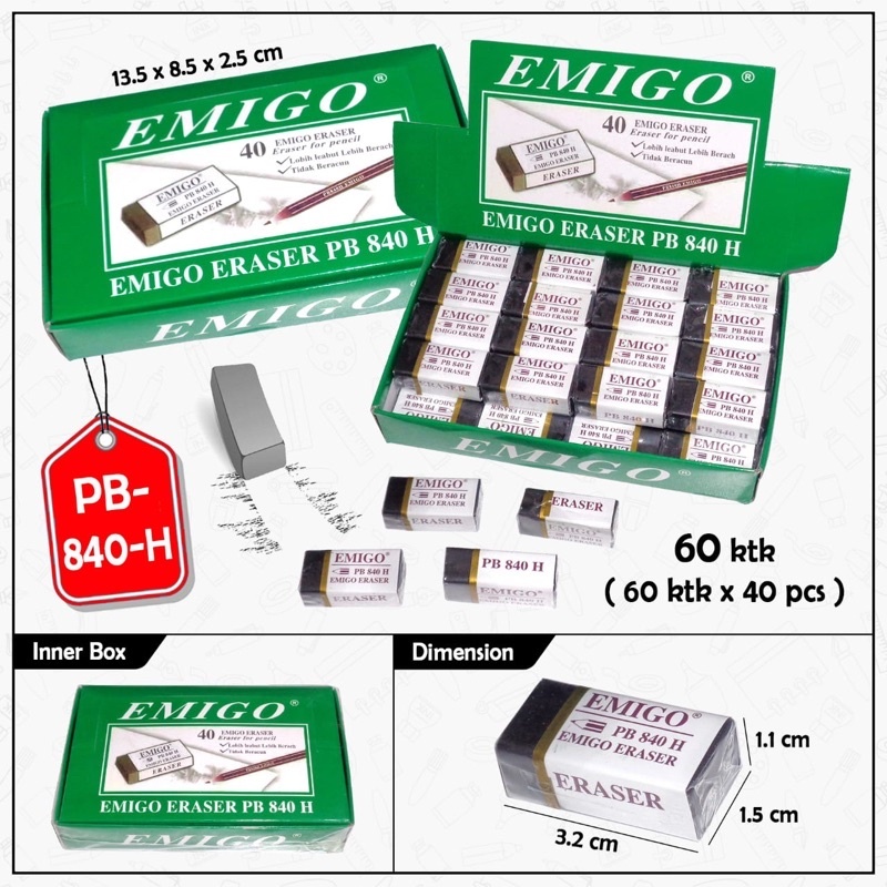 

COD TGM EMIGO Penghapus Hitam PB 840 H(1Pcs)